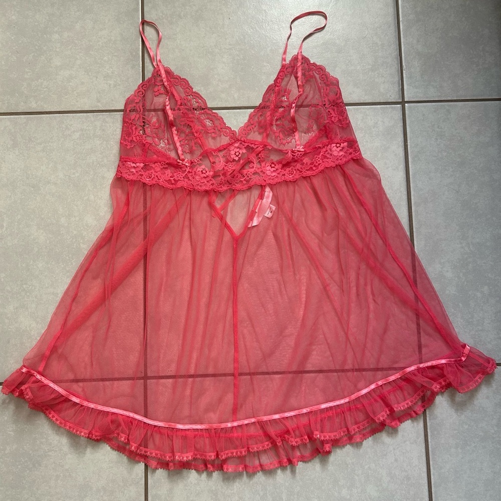 Victoria’s Secret Pink Lace Babydoll Lingerie - Picture 2 of 9